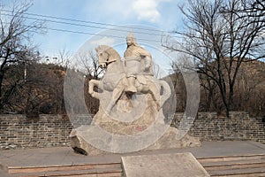 Stone statue of Ming Dynasty general Qi Jiguang, Shuiguan Great Wall, Badaling, China