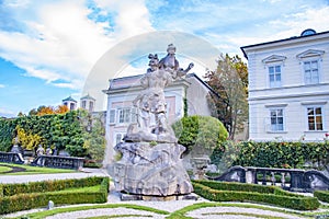 View of  Stone statue in Mirabell Garden in Salzburg, Austria