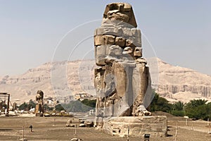 Stone Statue at Theban Necropolis in Luxor, Egypt