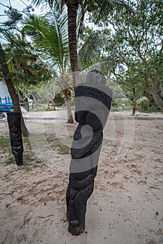 Stone statues in Amedee Island, Noumea, New Caledonia