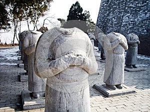 Stone Statues of Foreign Ambassadors without Head along Spirit Way of Qianling Mausoleum, Xian, China