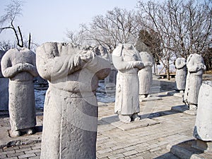 Stone Statues of Foreign Ambassadors without Head along Spirit Way of Qianling Mausoleum, Xian, China