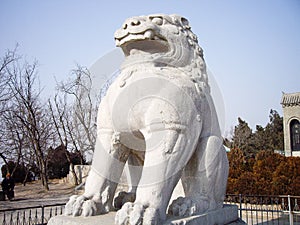 Stone Statues of Guardian lion-dog along Spirit Way of Qianling Mausoleum, Xian, China