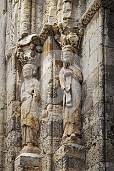 Stone Statues in San Martin Medieval Church in Segovia, Spain photo