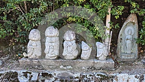 Stone Statues at a Temple in Kyoto Japan