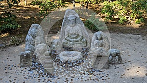 Stone Statues at a Temple in Kyoto Japan