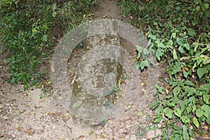 Stone stela near serpend mound