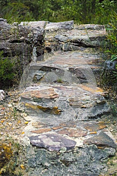 Stone step path in rugged mountain landscape in Australia