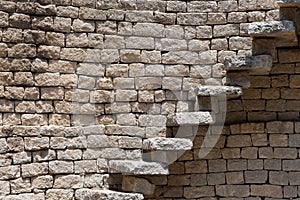 Stone steps along a wall