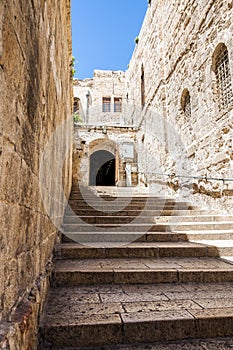 Stone steps on ancient city street