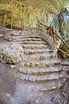 Stone steps in Devetakskaya cave, Bulgaria