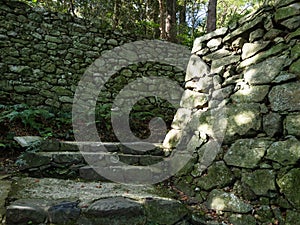 Stone steps and fortifications of historic Uwajima castle - Ehime prefecture, Japan