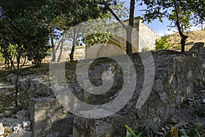 Stone steps lead to Armenian fountain Karaite fountain was built in 16th century in Feodosia