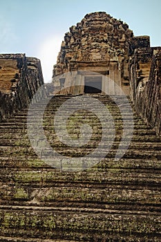 Stone steps leading to Angkor Wat, Cambodia