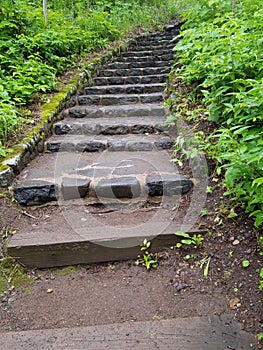 Stone steps leading up a hill.