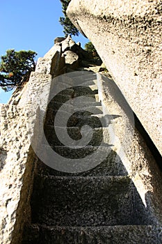 Stone steps on mountainside