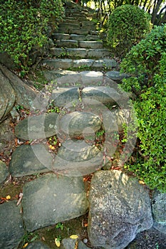 Stone Steps with Nishinomaru Japanese Garden at Wakayama Castle