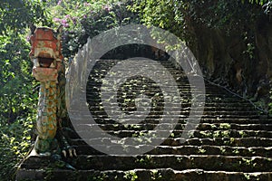 Stone steps path to a temple in Ninh Binh, Vietnam