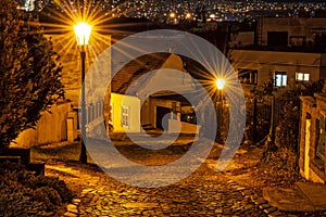 Stone street from Nitra castle, Slovakia, night scene