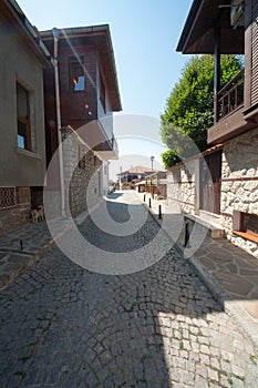 Stone streets in the old town of Sozopol in Bulgaria