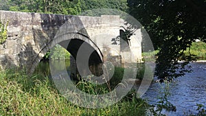 The Stone Strid Foot Bridge Across The River Wharfe In Yorkshire