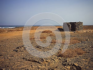 Stone structure on the coastline