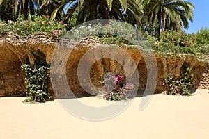 Stone structure in Park Guell, Barcelona, Spain