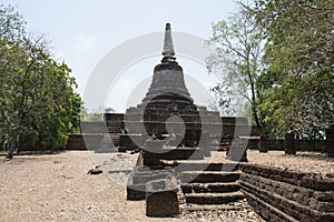 Stone stupa at Archaeological Park of Si Satchanalai Buddhist temples, Thailand