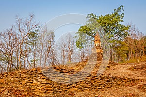 Stone stupa chedi near Wat Saphan Hin, Sukhothai Historical Park, Thailand