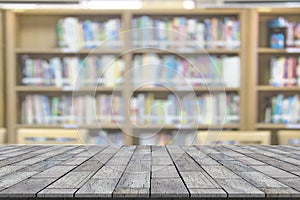 Stone table with library blur background