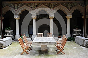 Stone table at Stavropoleos monastery photo
