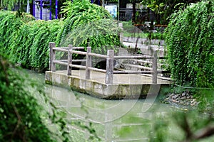 a stone terrace on an ancient river channel in Yangzhou, Jiangsu Province, China