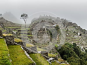 Stone Terraces of Machu Picchu In The Mist