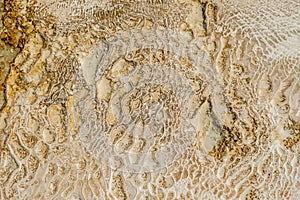 Stone texture in pamukkale resort, limestone terrace floor