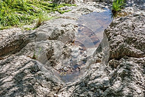 Stone texture of rock formations close up