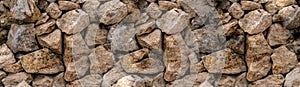 Stone texture of uneven brown stones narrow set