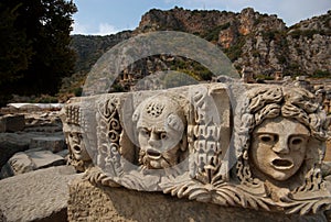 Stone Theater Masks, Myra, Turkey