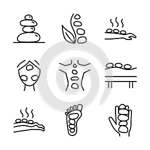 Stone therapy line icon. Lithotherapy. Reflexology. Traditional chinese medicine