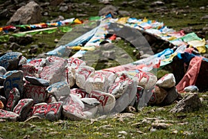 Stone with tibetian mantras Tibet