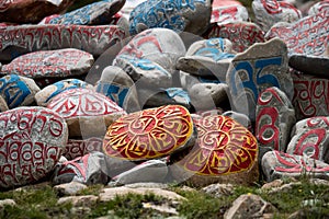 Stone with tibetian mantras Tibet