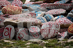 Stone with tibetian mantras Tibet