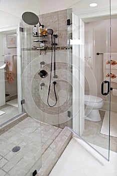 Stone tile shower