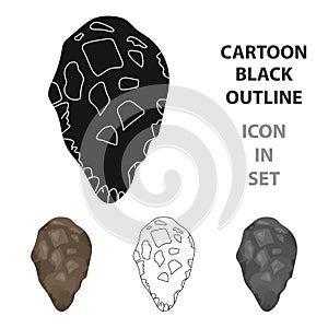 Stone tool icon in cartoon style isolated on white background. Stone age symbol stock vector illustration.