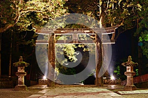 Stone Tori Gate in Nikko, Japan.