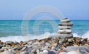 Stone tower on the beach
