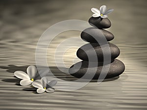 Stone tower and flowers