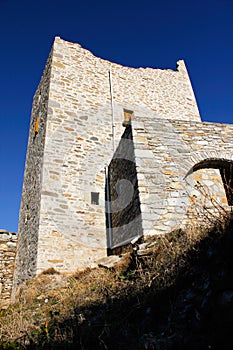 Stone tower at the medieval village of Vathia