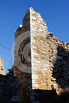 Stone tower at the medieval village of Vathia