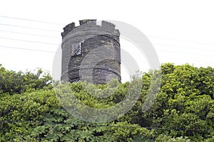 Stone tower of Regional Museum of Ancud, Chiloe island, Chile