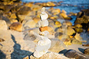 Stone tower by the sea, balance, balance, inner peace